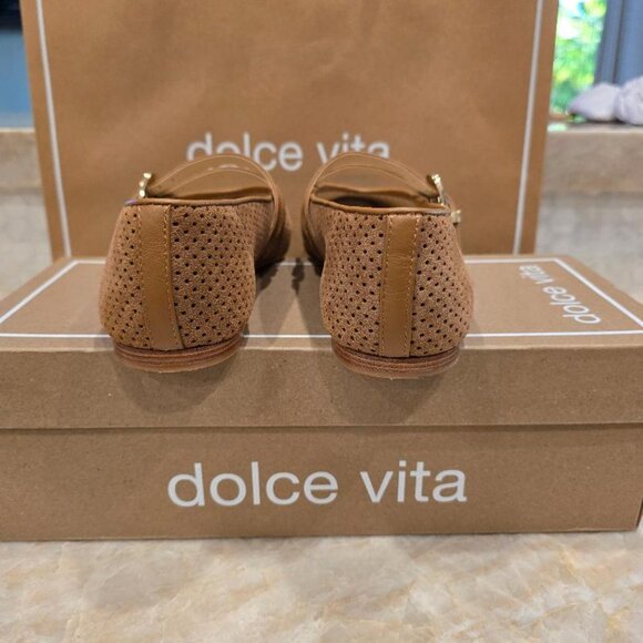 Dolce Vita WORN ONCE Baylee Ballet Flats Pecan Perforated Suede Mary Jane EUC - Picture 3 of 11
